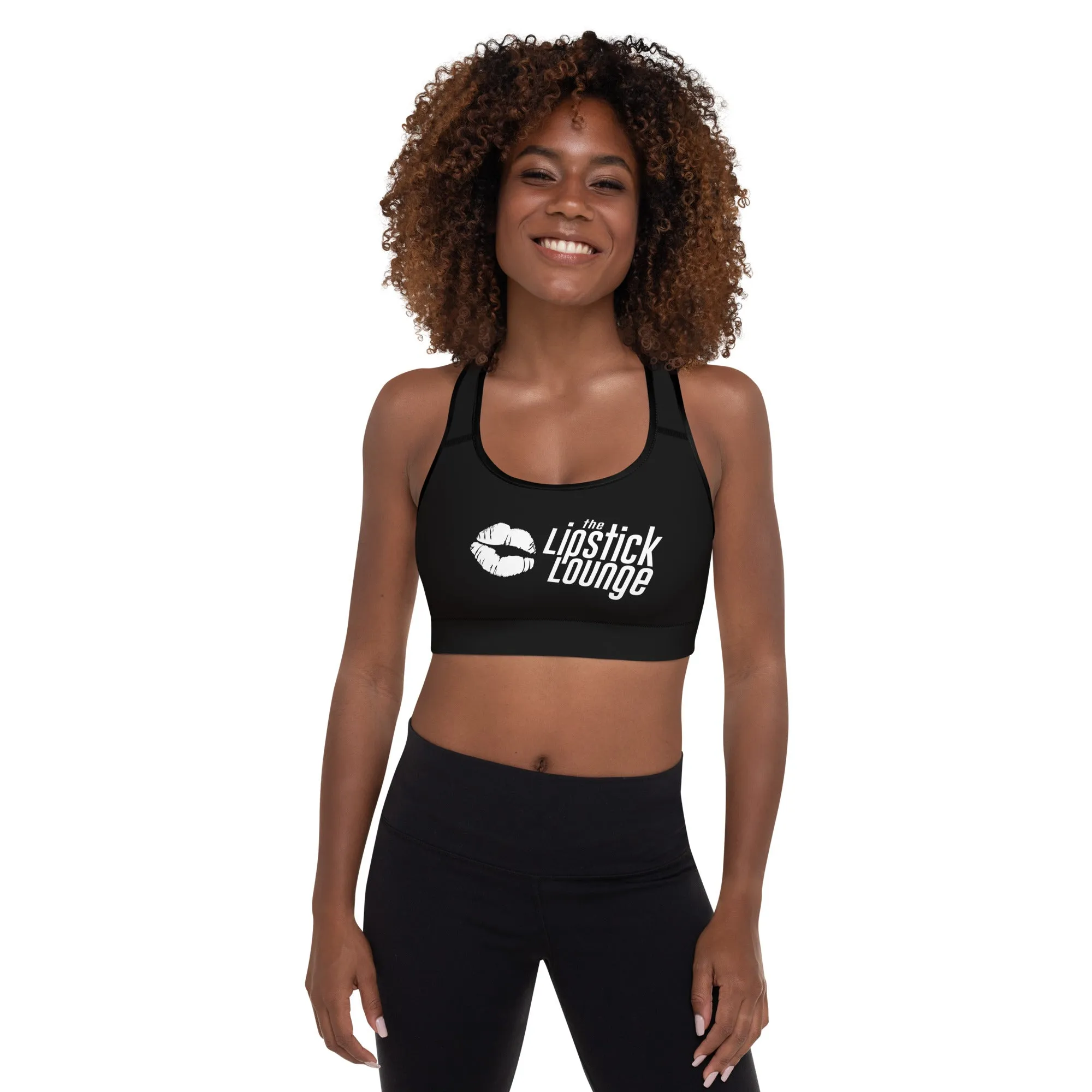 Lipstick Lounge White Logo Sports Bra