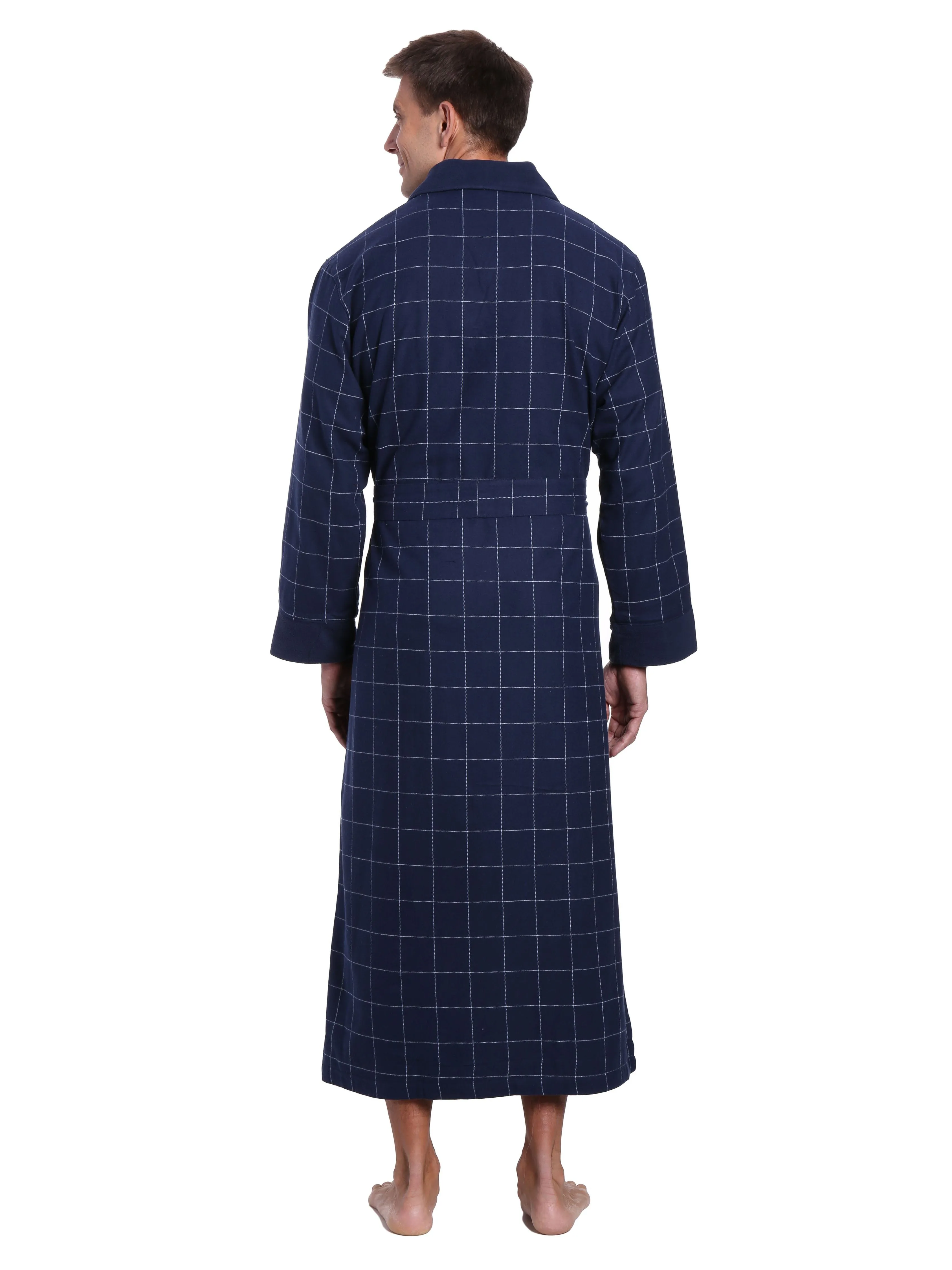 Men's Premium 100% Cotton Flannel Fleece Lined Robe