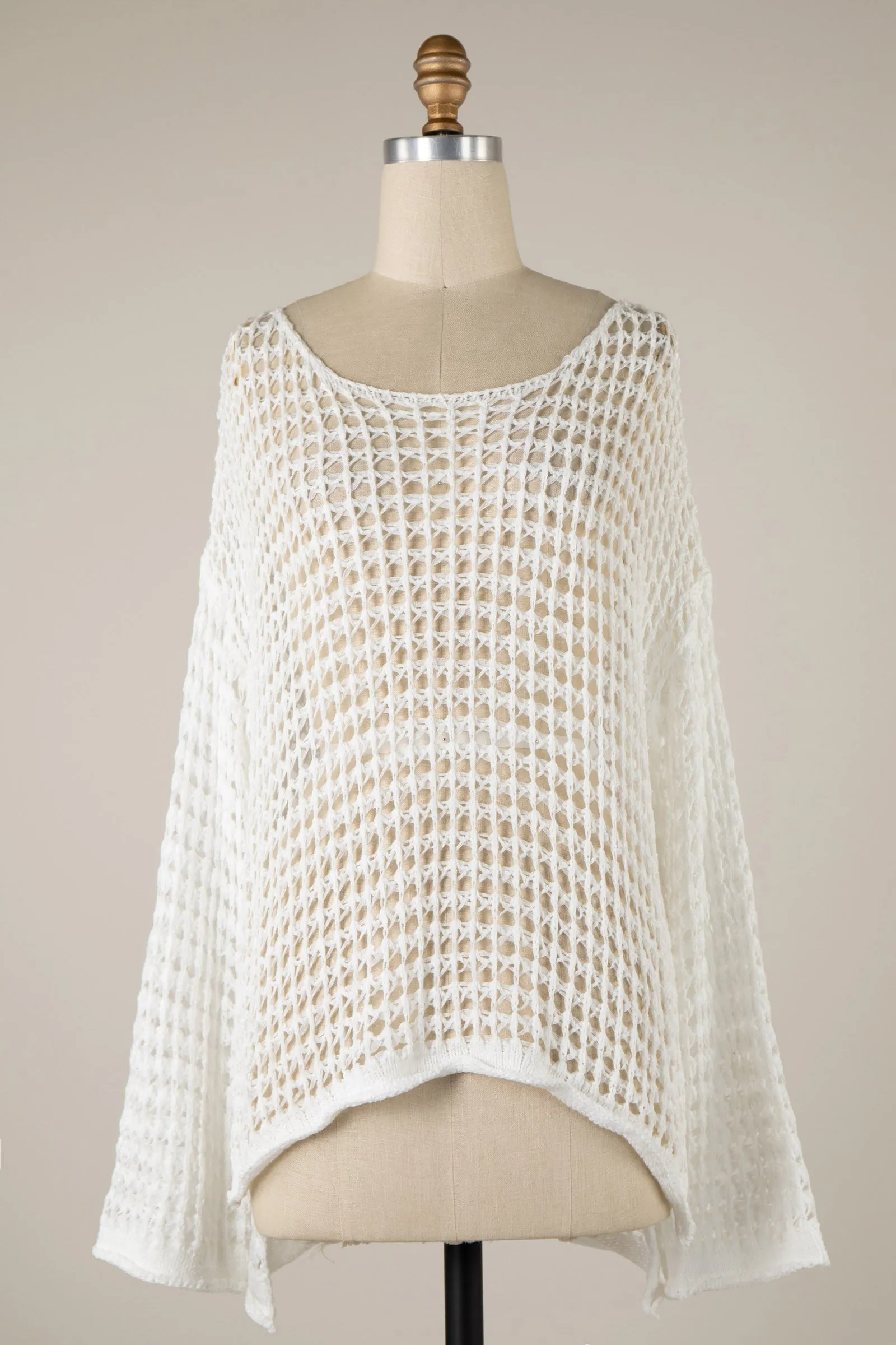 Miracle Beach Cover Up Lightweight Sweater Top in Ivory FINAL SALE