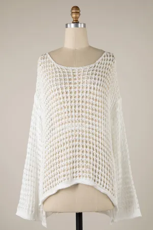 Miracle Beach Cover Up Lightweight Sweater Top in Ivory FINAL SALE