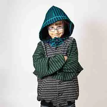 Multicolor Pied-de Poule Hoodie voor kinderen
