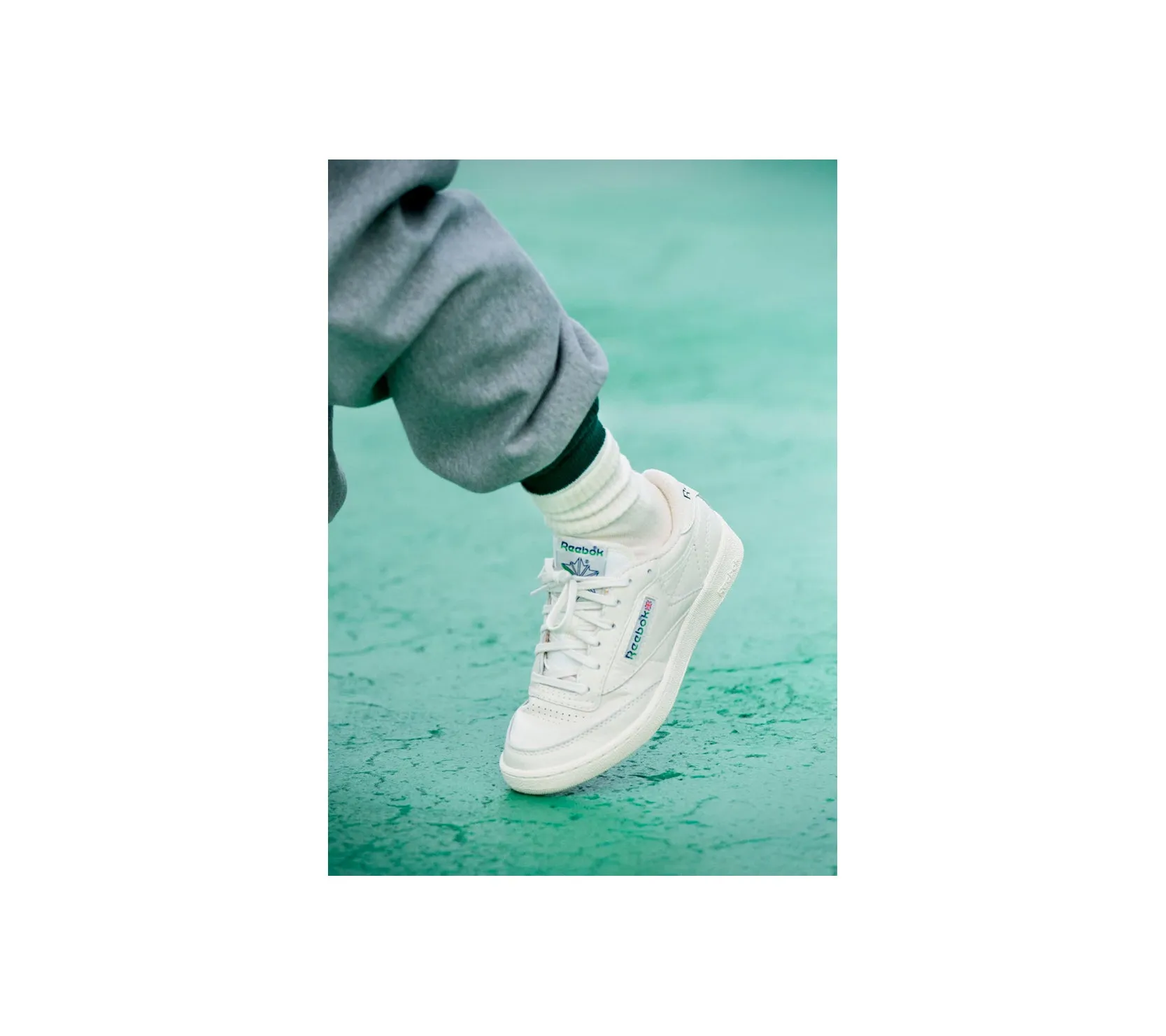 Organic Double Layer Crew | Green/Off White