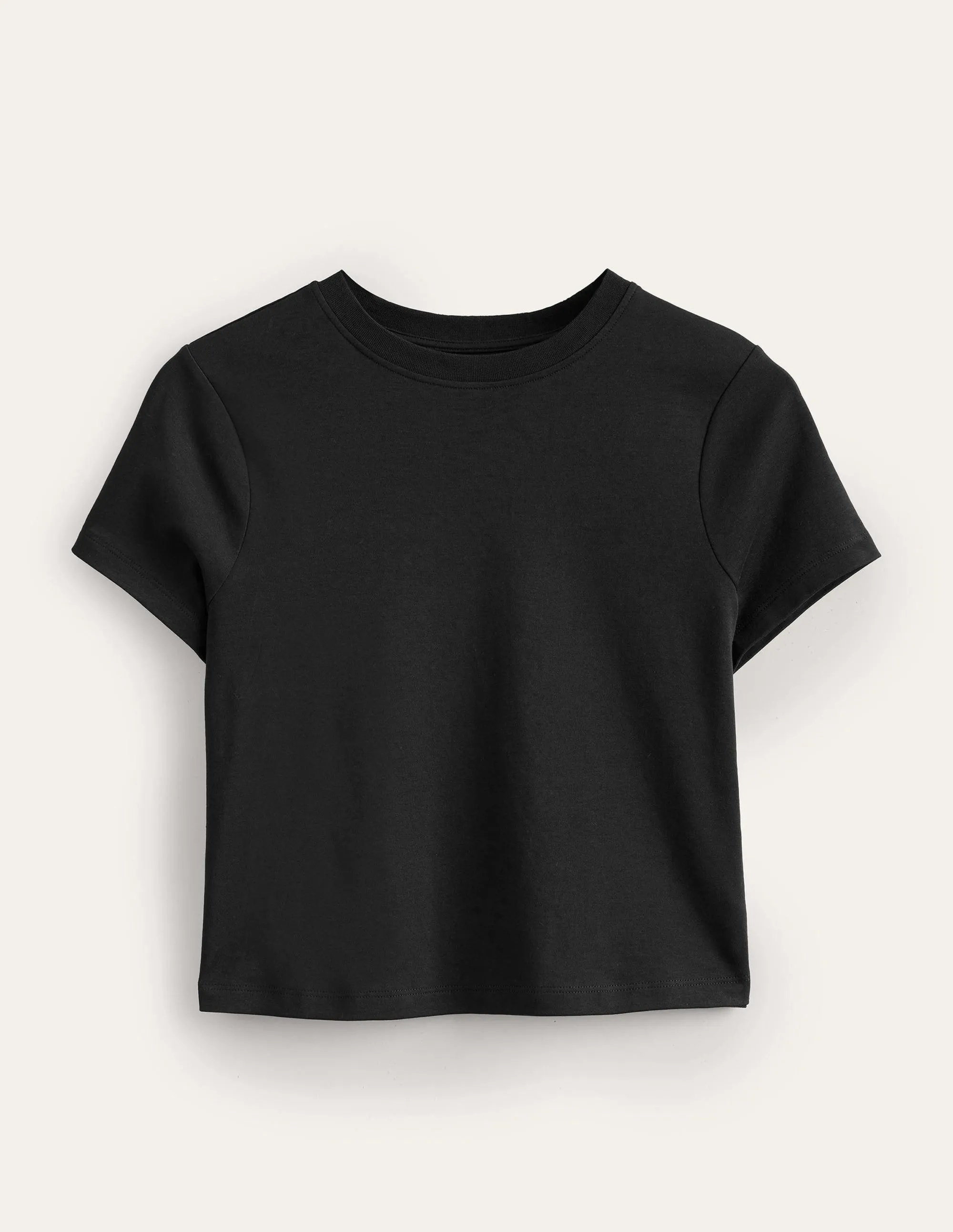 Perfect Cotton Cropped T-Shirt-Black