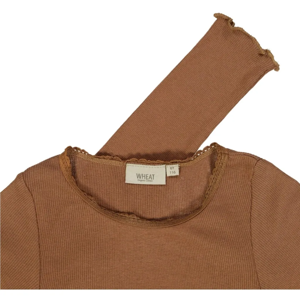 Rib T-Shirt Lace LS - acorn