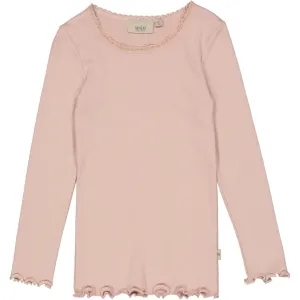 Rib T-Shirt Lace LS - rose powder