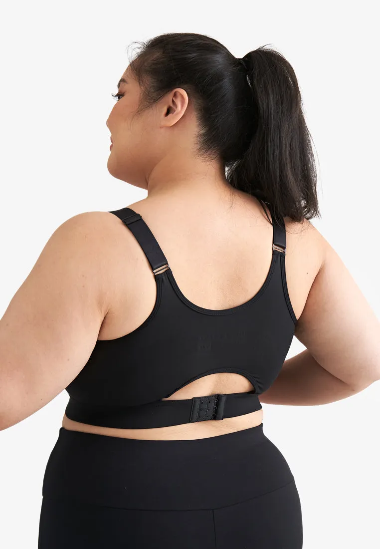 Robust Crop Top Style Sports Bra - Black