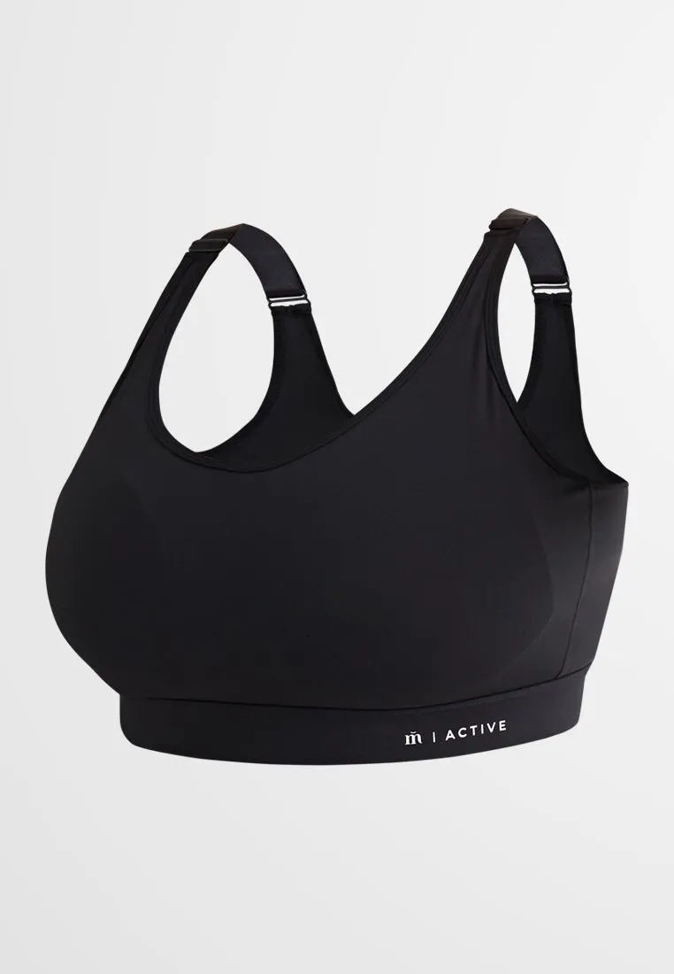 Robust Crop Top Style Sports Bra - Black