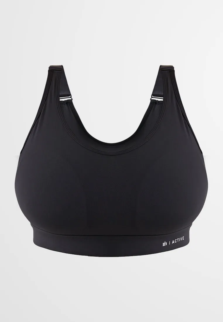 Robust Crop Top Style Sports Bra - Black