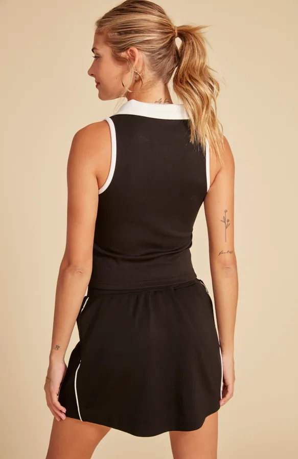 SANTIA SOFT KNIT MINI SKIRT - BLACK WHITE