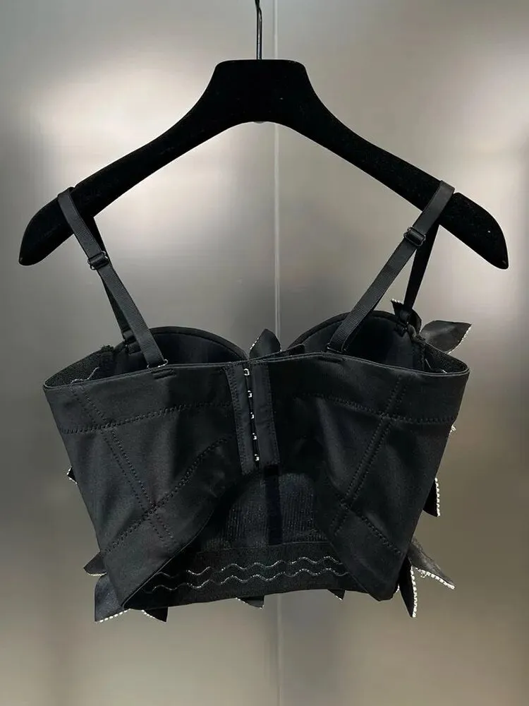 Sexy Slim Crop Top Female Square Collar Sleeveless Patchwork Diamond Appliques Solid Vests Women Clothing