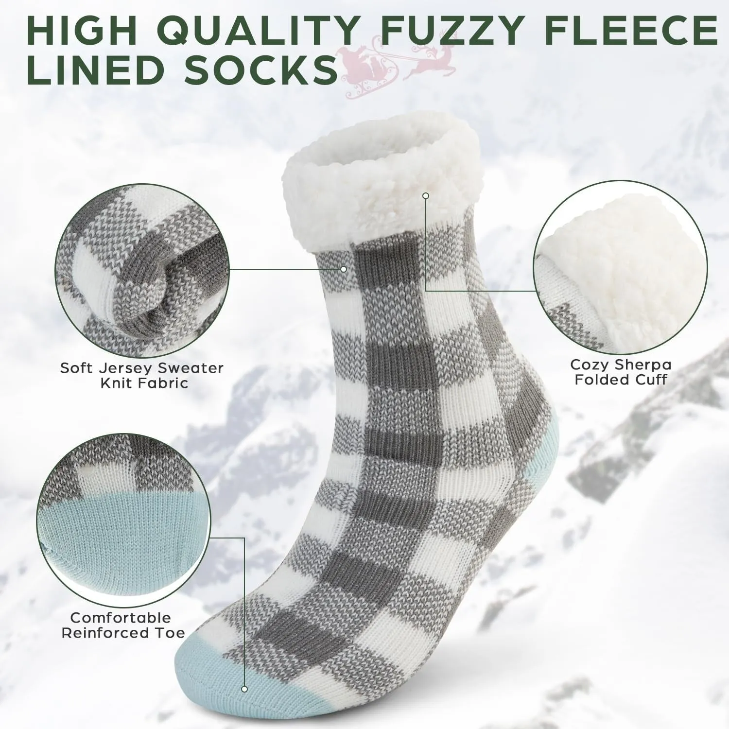 Sock Slippers for Women - 2 Pack Non Slip Socks