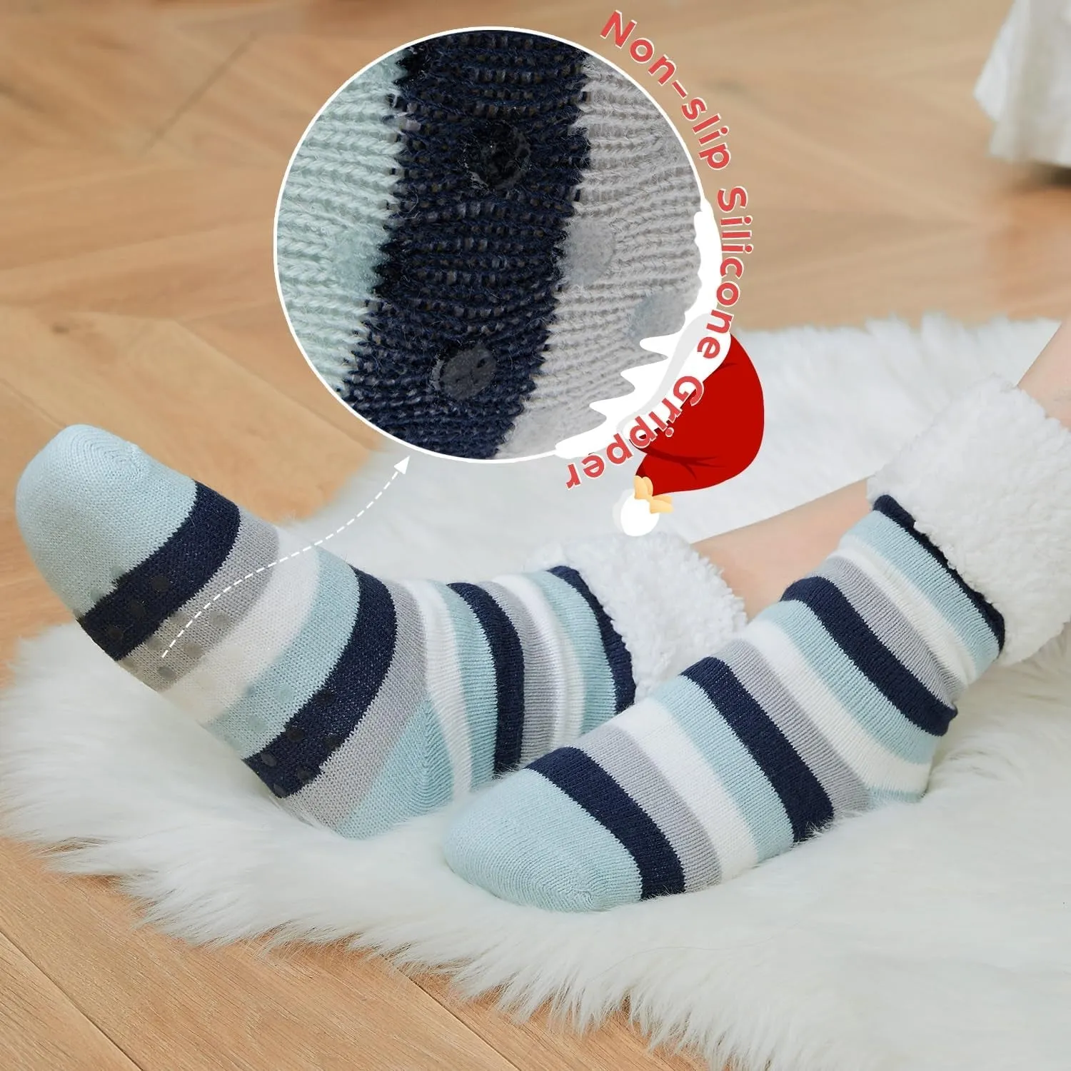 Sock Slippers for Women - 2 Pack Non Slip Socks