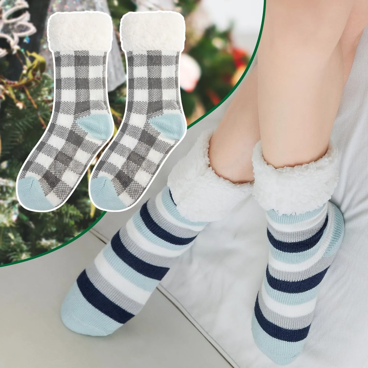 Sock Slippers for Women - 2 Pack Non Slip Socks
