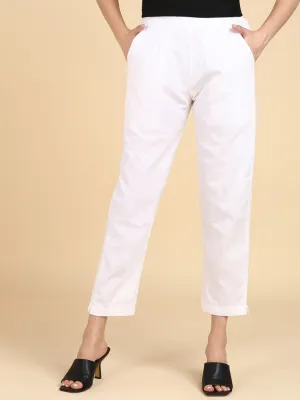 Soft Cotton Solid Color Pant - White