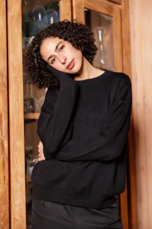 SOFT PLAIN KNIT SWEATER BLACK