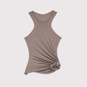 Solid Elegant Vests For Women Round Neck Sleeveless Patchwork Floral Casual Tank Tops Female Fashion Clothing