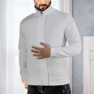 Solid Zip Stand Collar Jacket