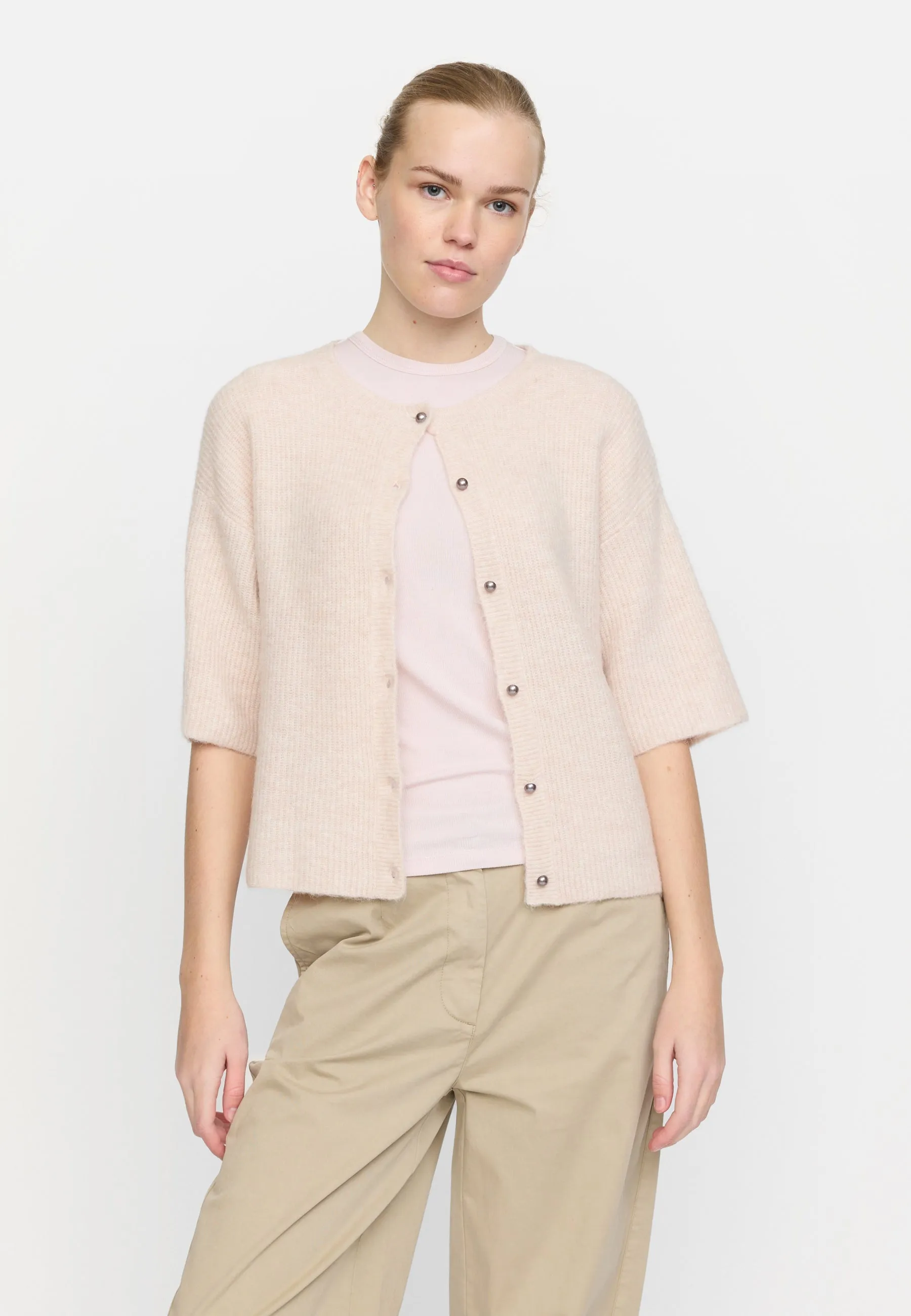 SRHema SS Cardigan knit - Hushed violet melange