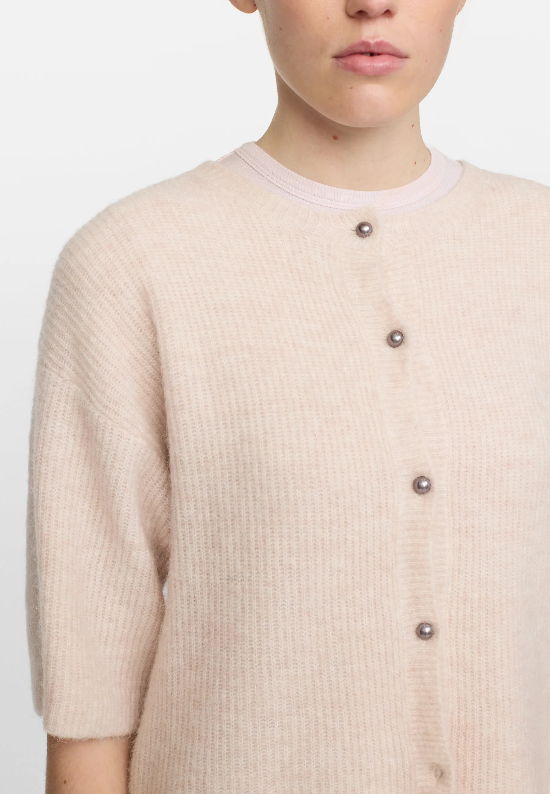 SRHema SS Cardigan knit - Hushed violet melange
