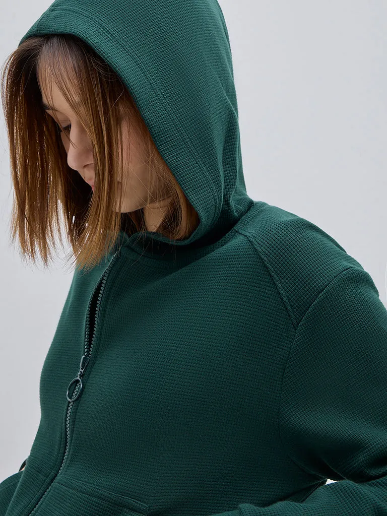 Studiofit Dark Green Waffle-Textured Cotton Jacket