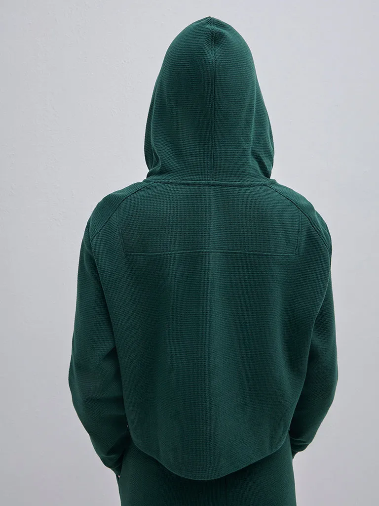 Studiofit Dark Green Waffle-Textured Cotton Jacket