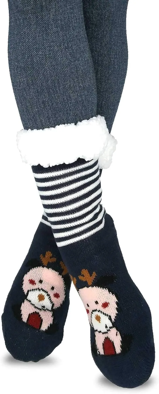 TeeHee Socks Women's Double Layered Polyester Assorted Crew 3-Pack (R1298)