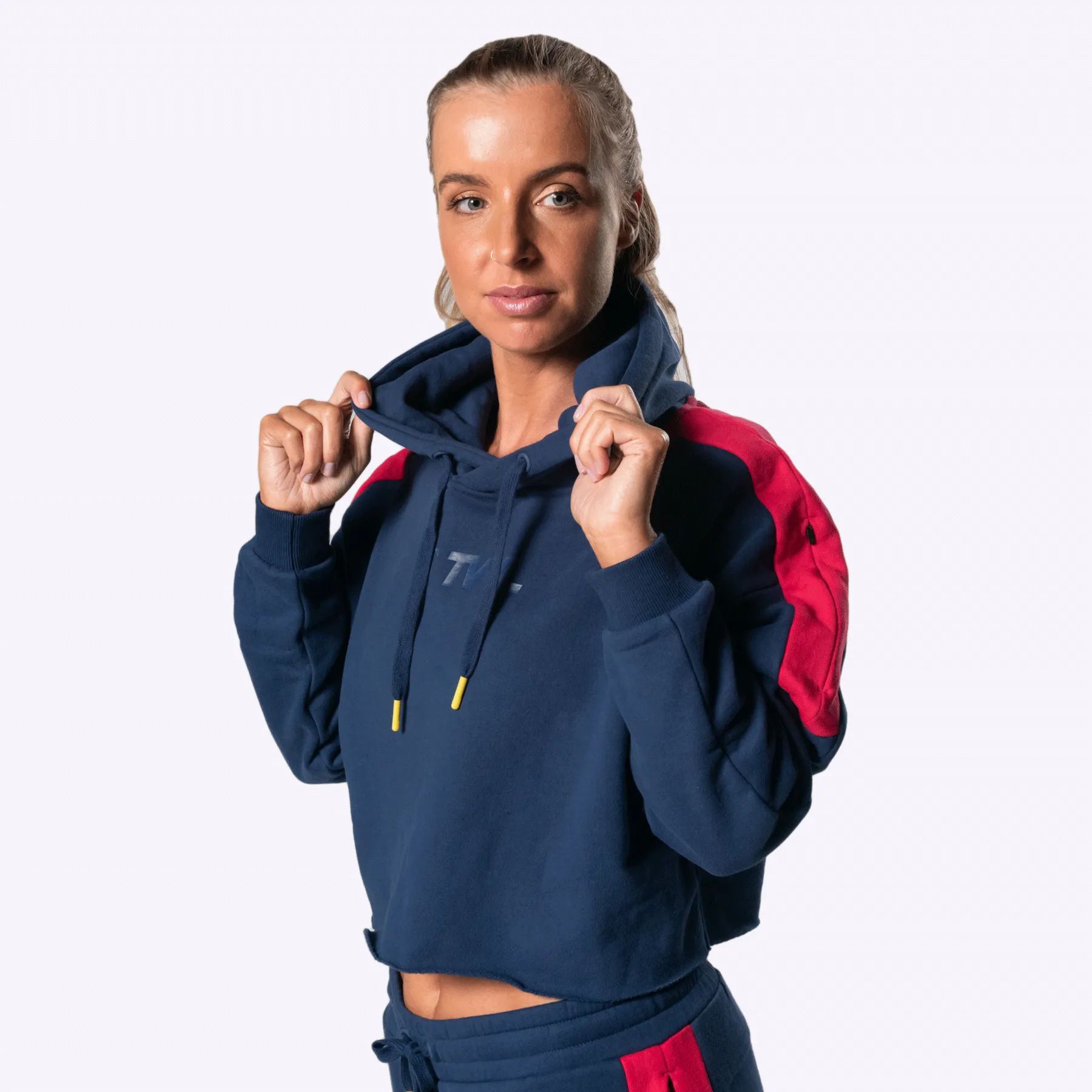 The WOD Life - Women's Wanderer Cropped Hoodie - INDIGO/CERISE