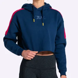 The WOD Life - Women's Wanderer Cropped Hoodie - INDIGO/CERISE