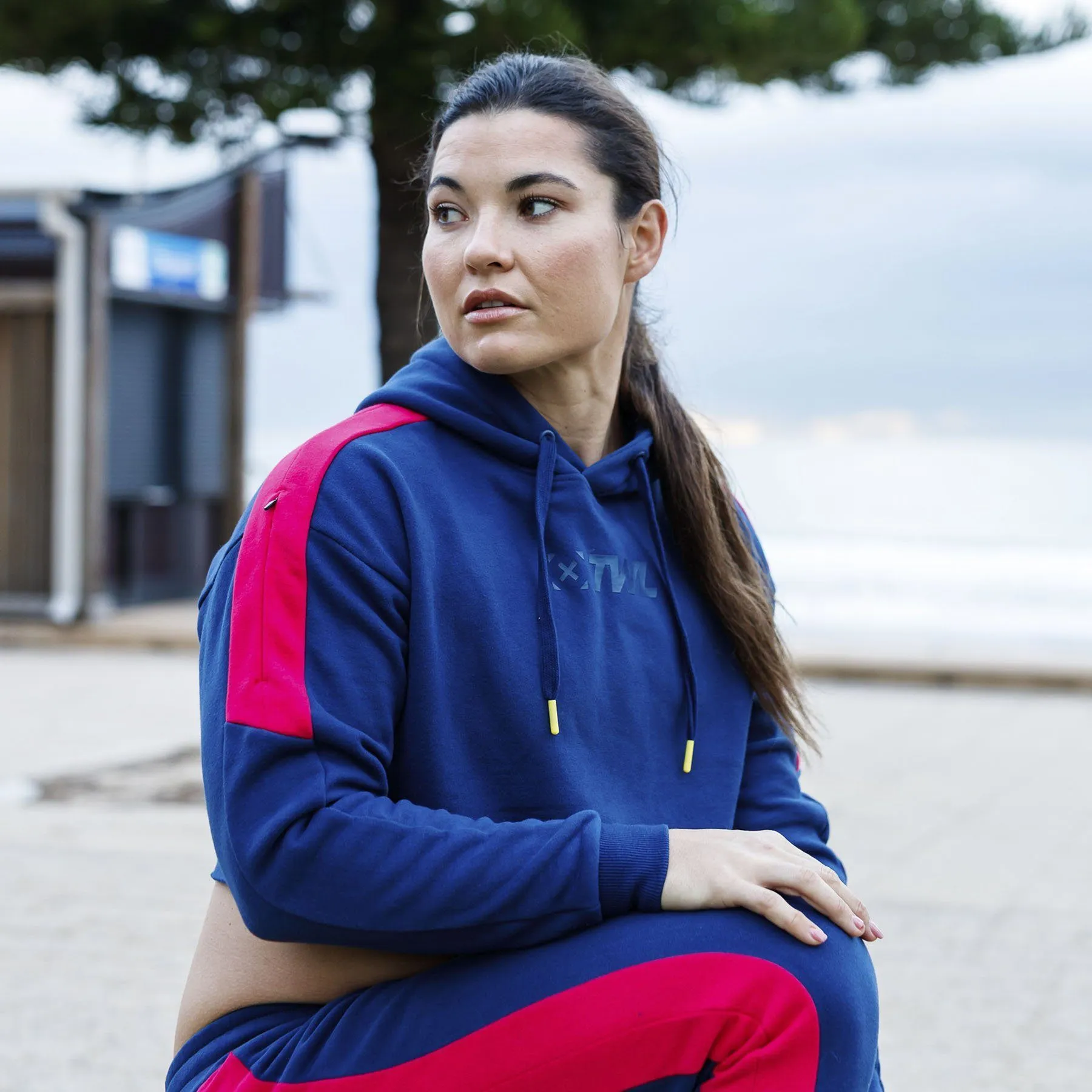 The WOD Life - Women's Wanderer Cropped Hoodie - INDIGO/CERISE