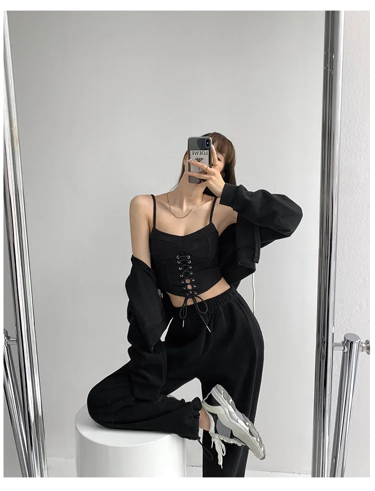 Y2k Tunic Tops Women Design Cross Bandage Camis Chic Slim Sleeveless Crop Top Female