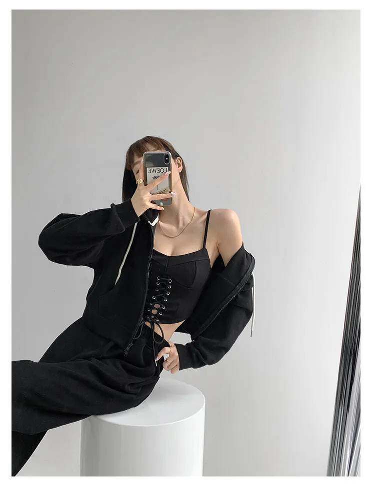 Y2k Tunic Tops Women Design Cross Bandage Camis Chic Slim Sleeveless Crop Top Female