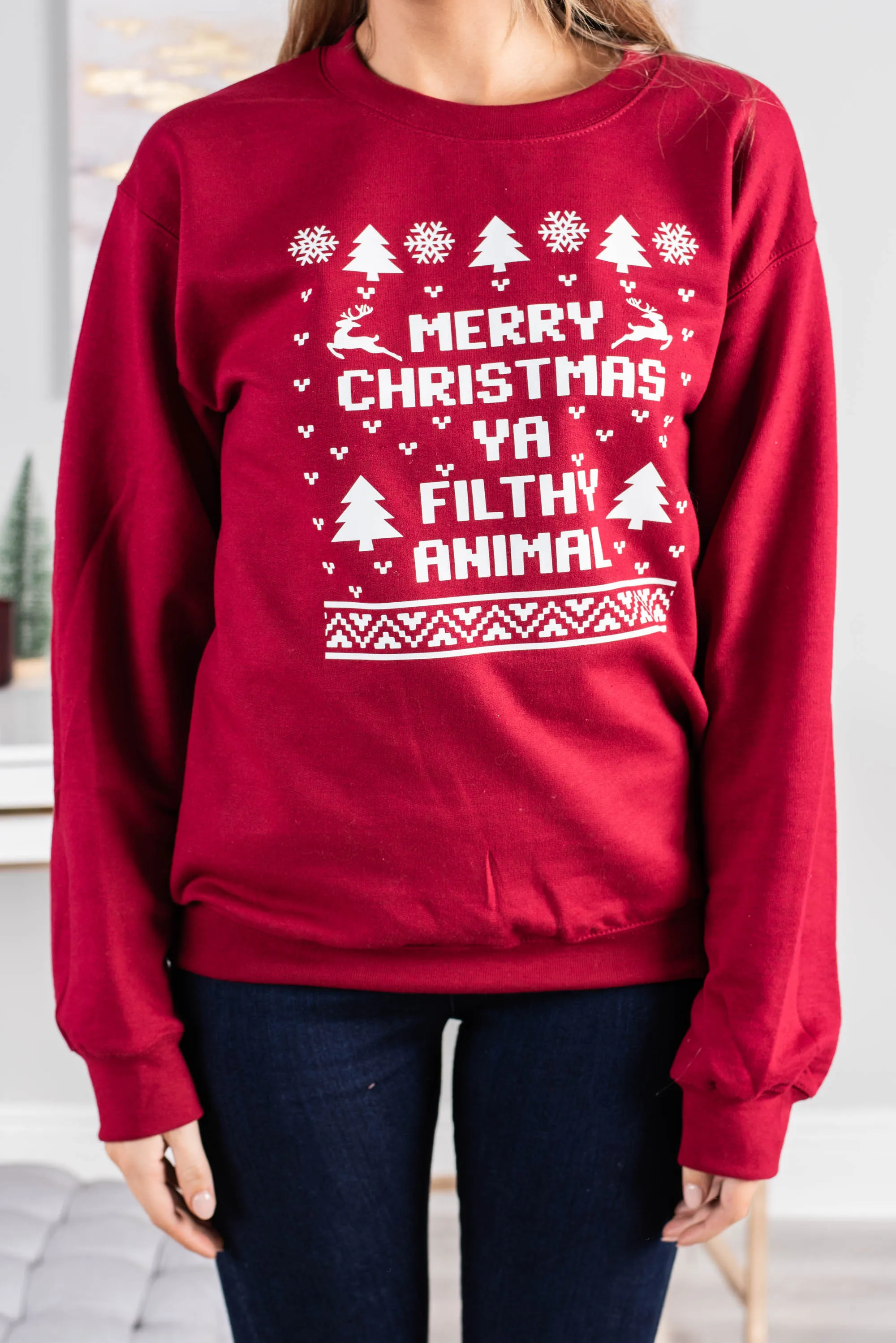 Ya Filthy Animal Cardinal Red Graphic Sweatshirt